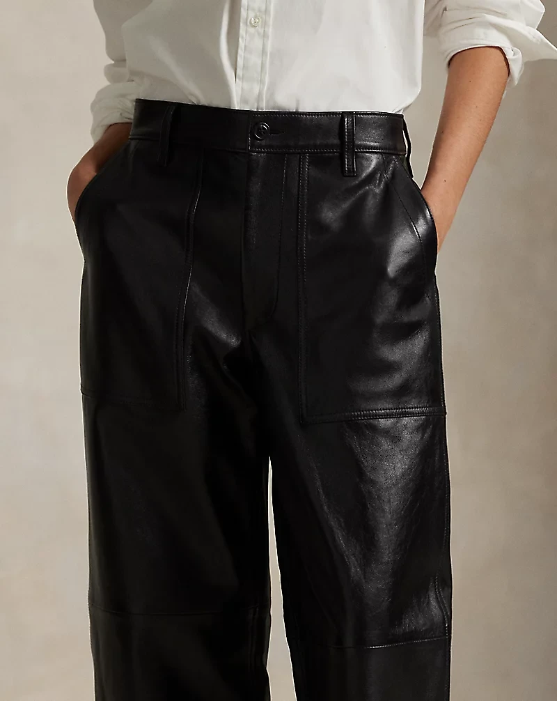 The Leather Wide-Leg Crop Ricky Pant