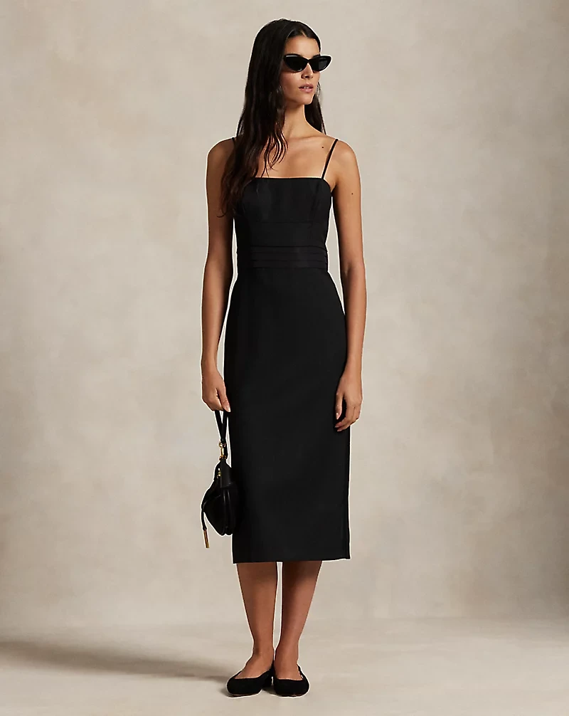 Silk-Trim Wool Cocktail Dress