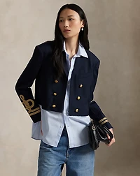 Double-Breasted Cropped Wool Jacket