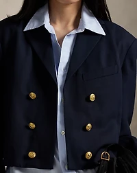 Double-Breasted Cropped Wool Jacket