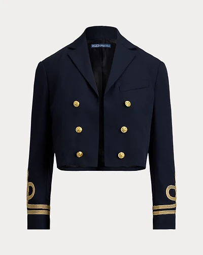 Double-Breasted Cropped Wool Jacket