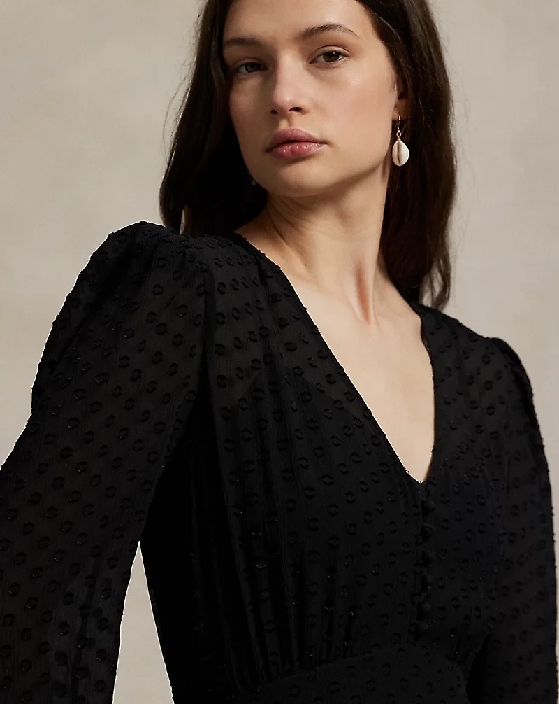 Silk-Blend Blouson Dress