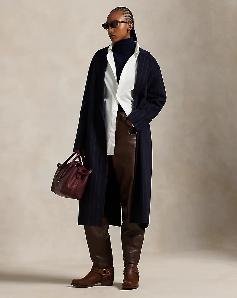 Pinstripe Double-Faced Wool Overcoat