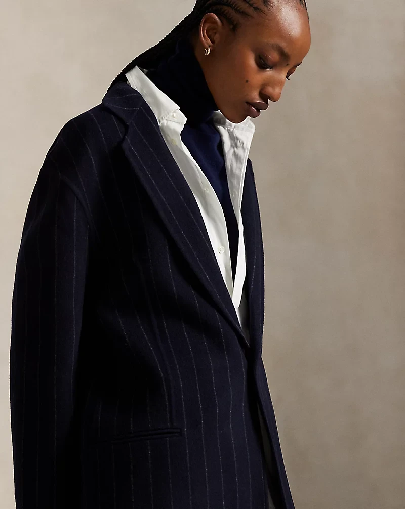 Pinstripe Double-Faced Wool Overcoat