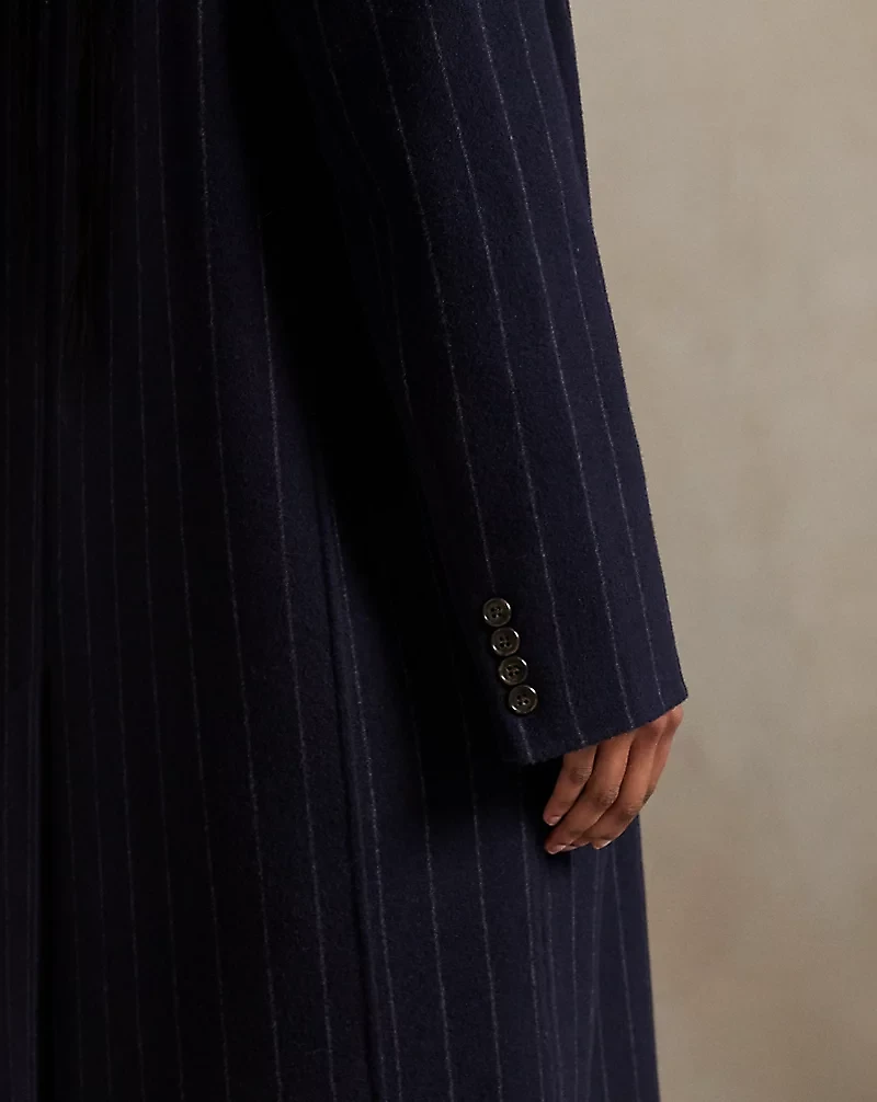Pinstripe Double-Faced Wool Overcoat