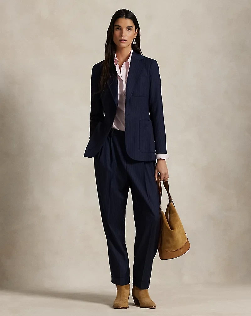 Single-Breasted Pinstripe Blazer