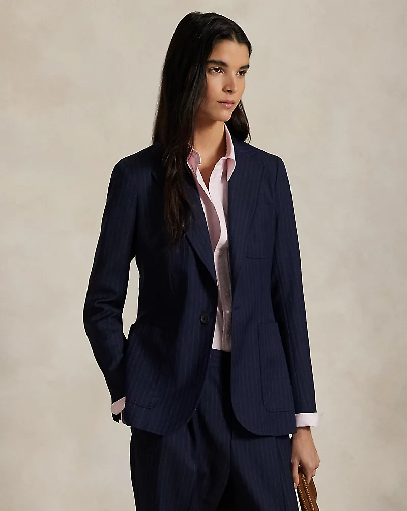 Single-Breasted Pinstripe Blazer
