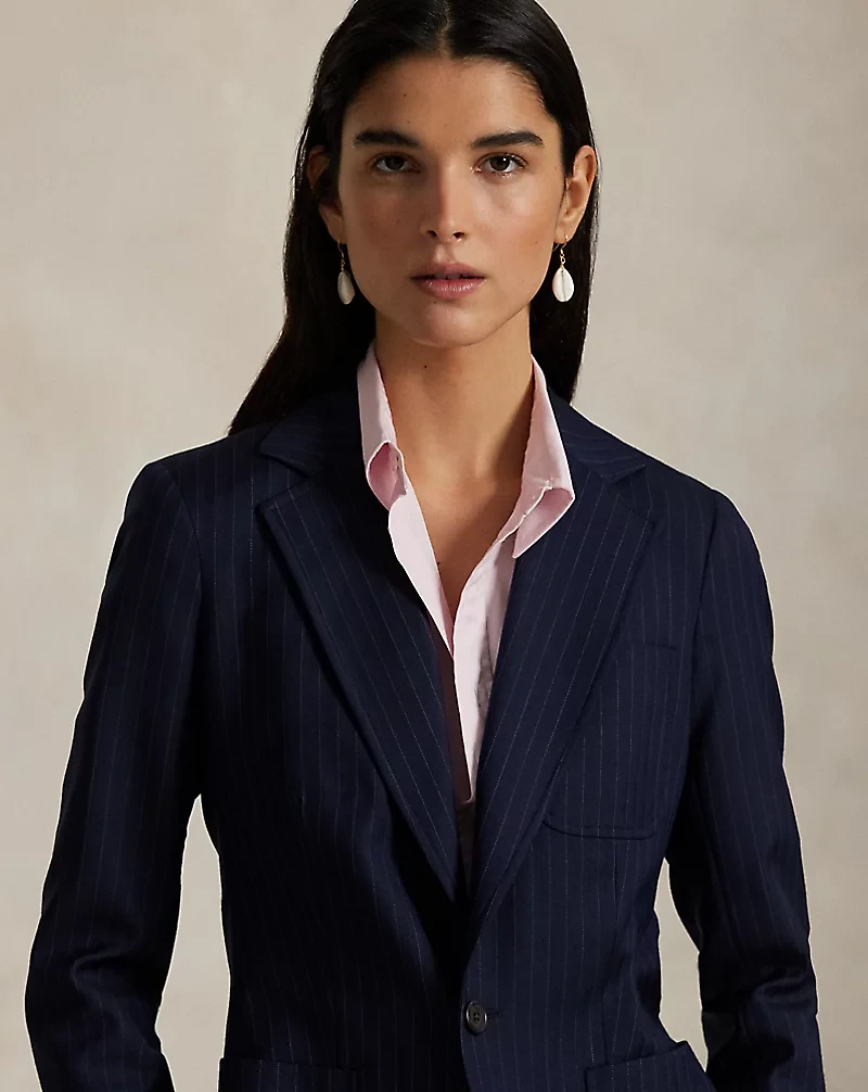 Single-Breasted Pinstripe Blazer