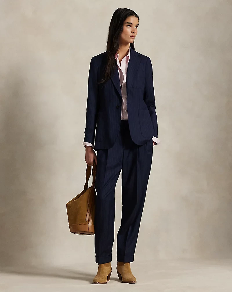 Pinstripe Pleated Tapered Pant