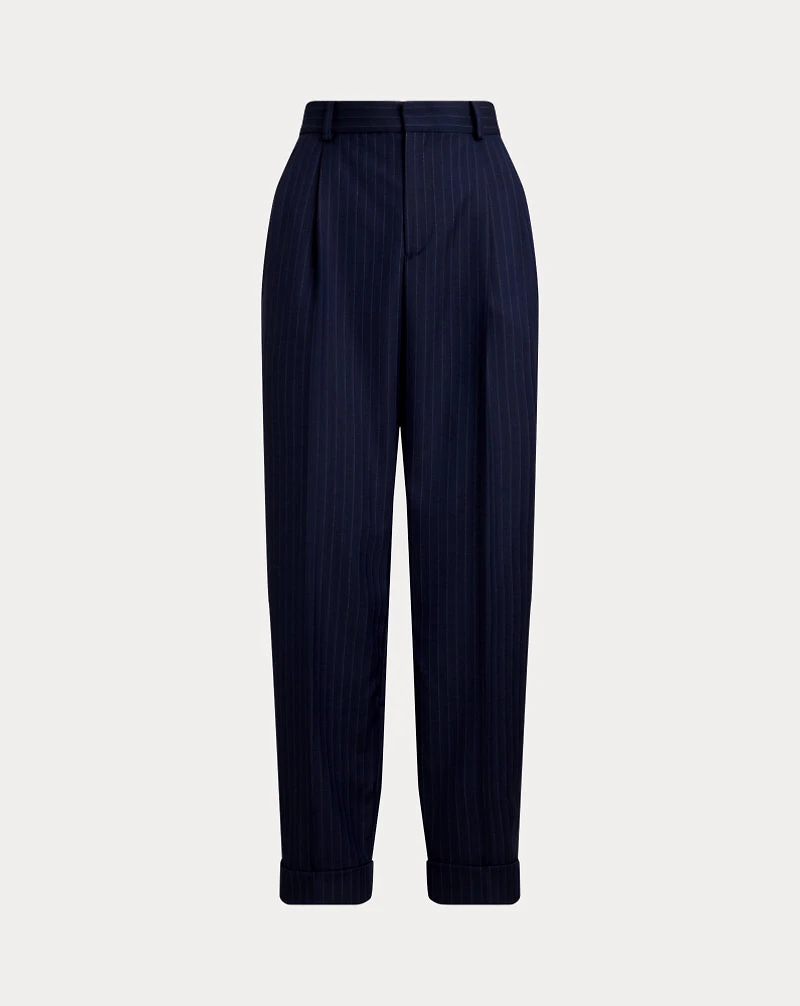 Pinstripe Pleated Tapered Pant