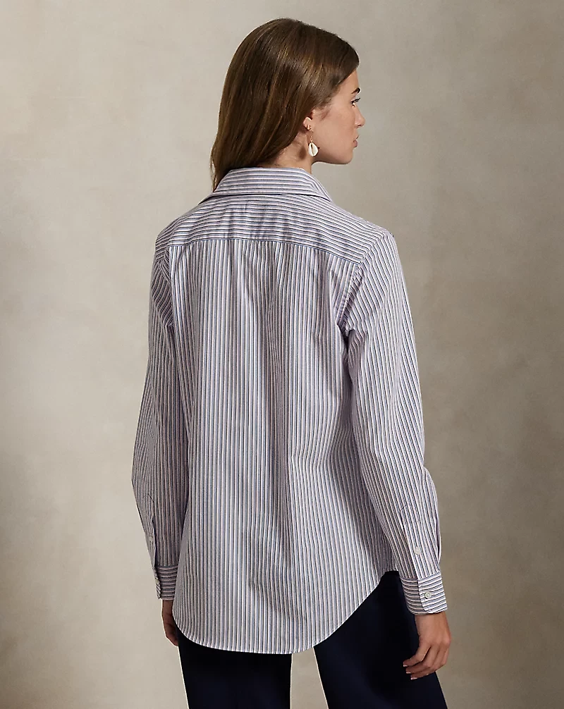 Stretch Slim Fit Striped Poplin Shirt