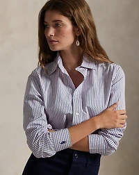 Stretch Slim Fit Striped Poplin Shirt