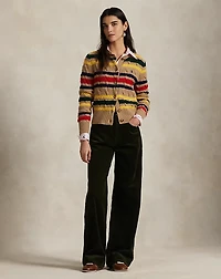 Striped Cable Wool-Cashmere Cardigan