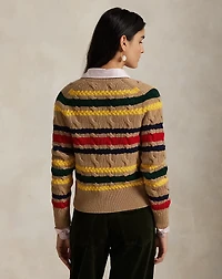 Striped Cable Wool-Cashmere Cardigan