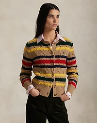 Striped Cable Wool-Cashmere Cardigan