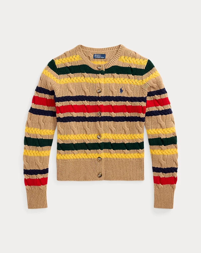 Striped Cable Wool-Cashmere Cardigan