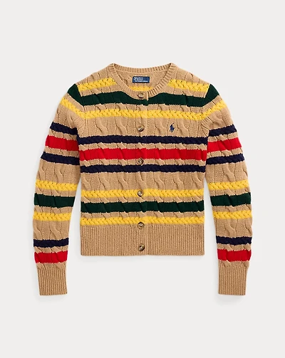 Striped Cable Wool-Cashmere Cardigan