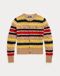 Striped Cable Wool-Cashmere Cardigan