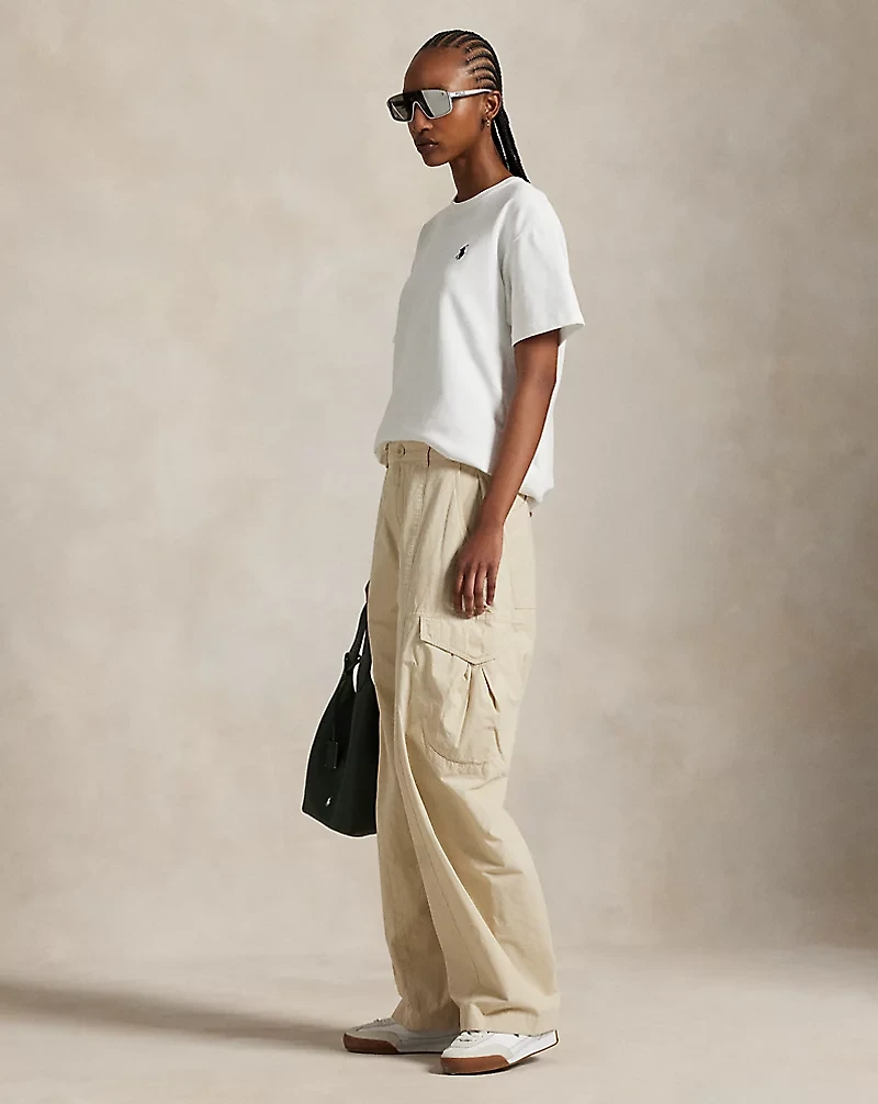 Curved-Leg Cotton Cargo Pant