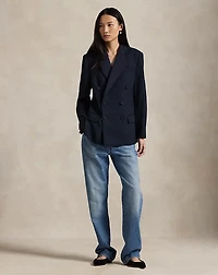 Double-Breasted Silk-Lapel Wool Blazer