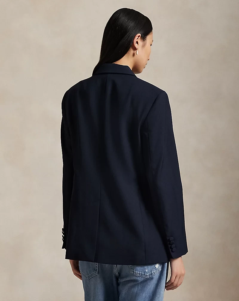 Double-Breasted Silk-Lapel Wool Blazer