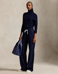 Drawstring Fleece Wide-Leg Sweatpant