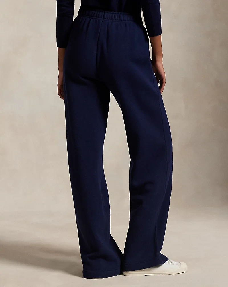 Drawstring Fleece Wide-Leg Sweatpant