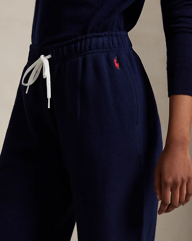Drawstring Fleece Wide-Leg Sweatpant
