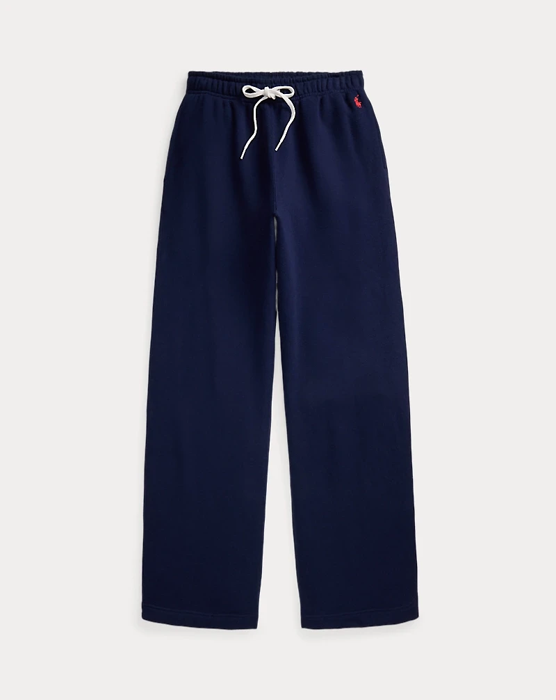 Drawstring Fleece Wide-Leg Sweatpant