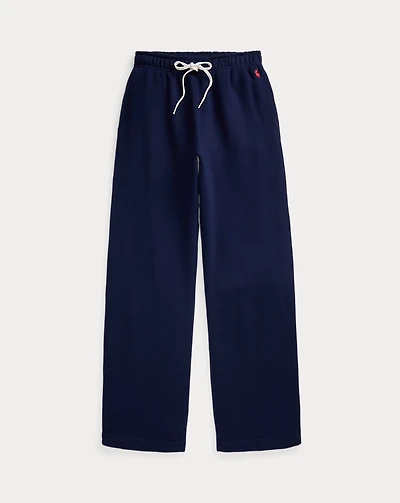 Drawstring Fleece Wide-Leg Sweatpant