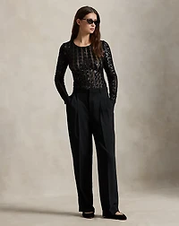 Cable-Sequin Mesh Bodysuit