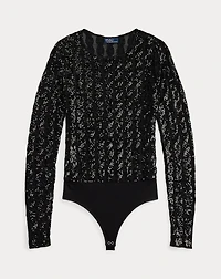 Cable-Sequin Mesh Bodysuit