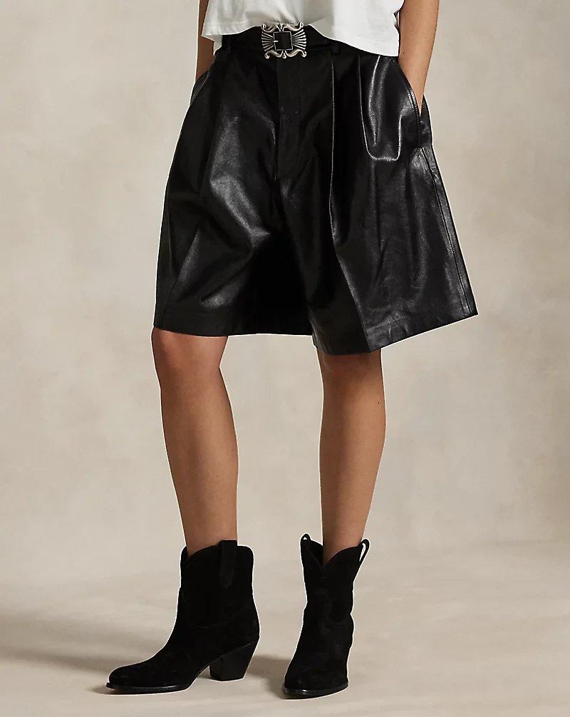 Pleated Leather Short