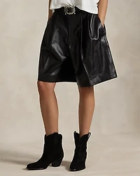 Pleated Leather Short