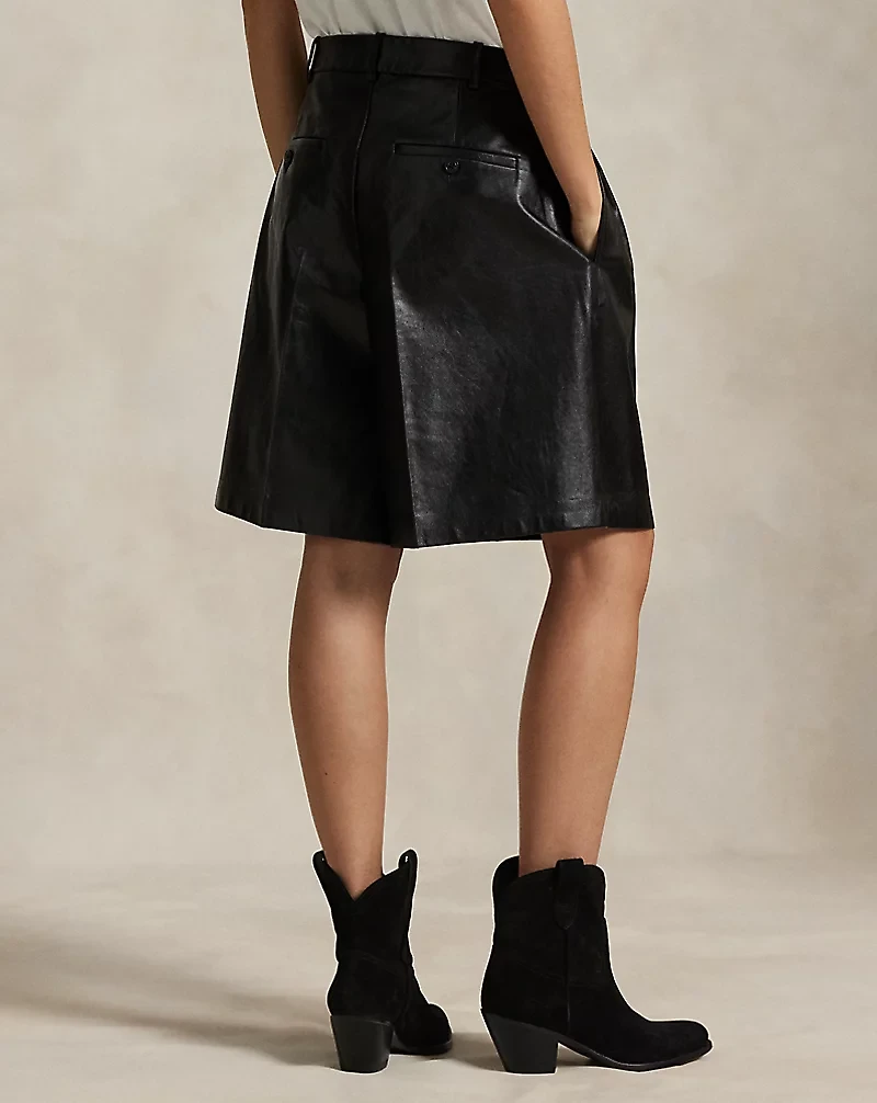 Pleated Leather Short
