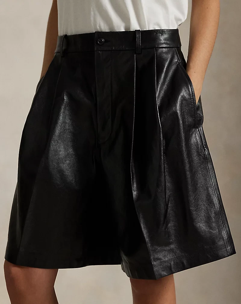 Pleated Leather Short