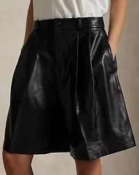 Pleated Leather Short