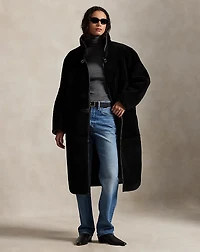 Oversize Reversible Shearling Wrap Coat