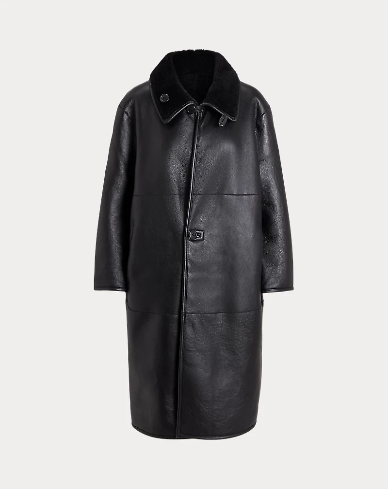 Oversize Reversible Shearling Wrap Coat