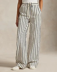Striped Silk-Blend Wide-Leg Pant