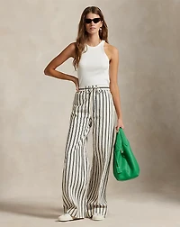 Striped Silk-Blend Wide-Leg Pant