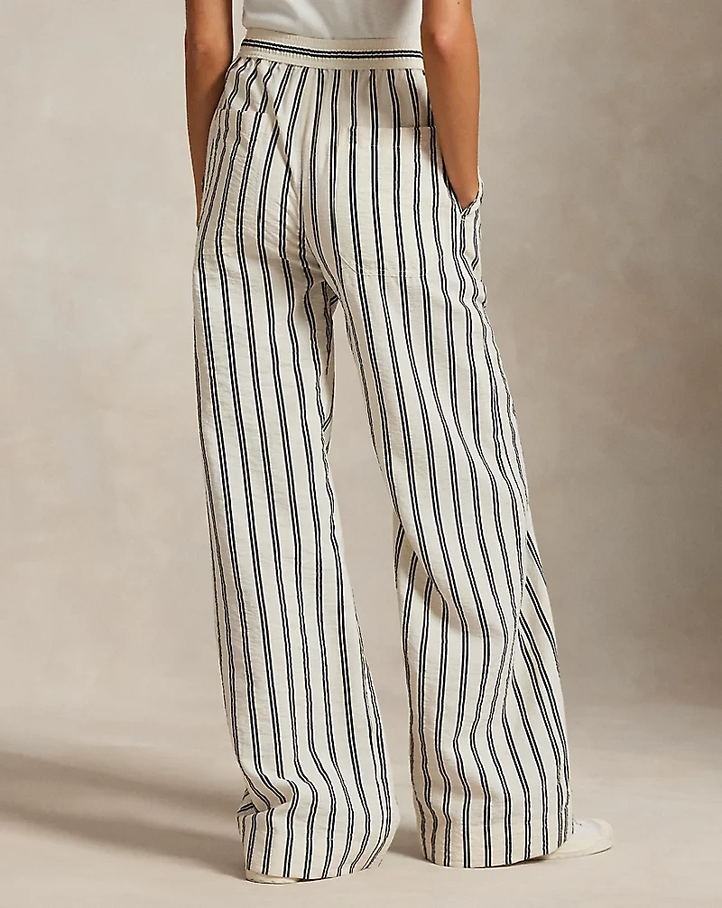 Striped Silk-Blend Wide-Leg Pant