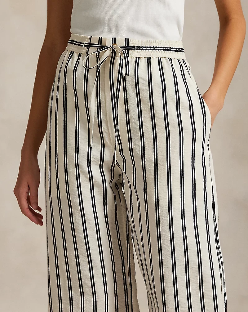 Striped Silk-Blend Wide-Leg Pant