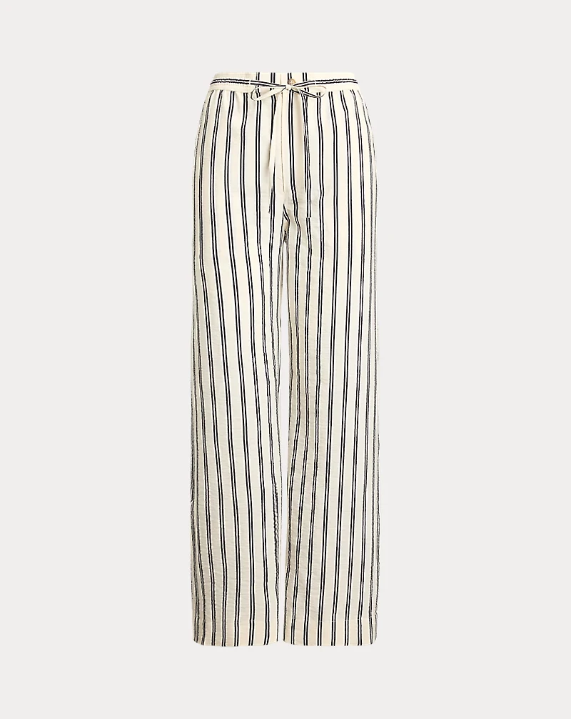 Striped Silk-Blend Wide-Leg Pant