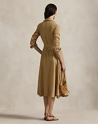 Belted Linen A-Line Shirtdress