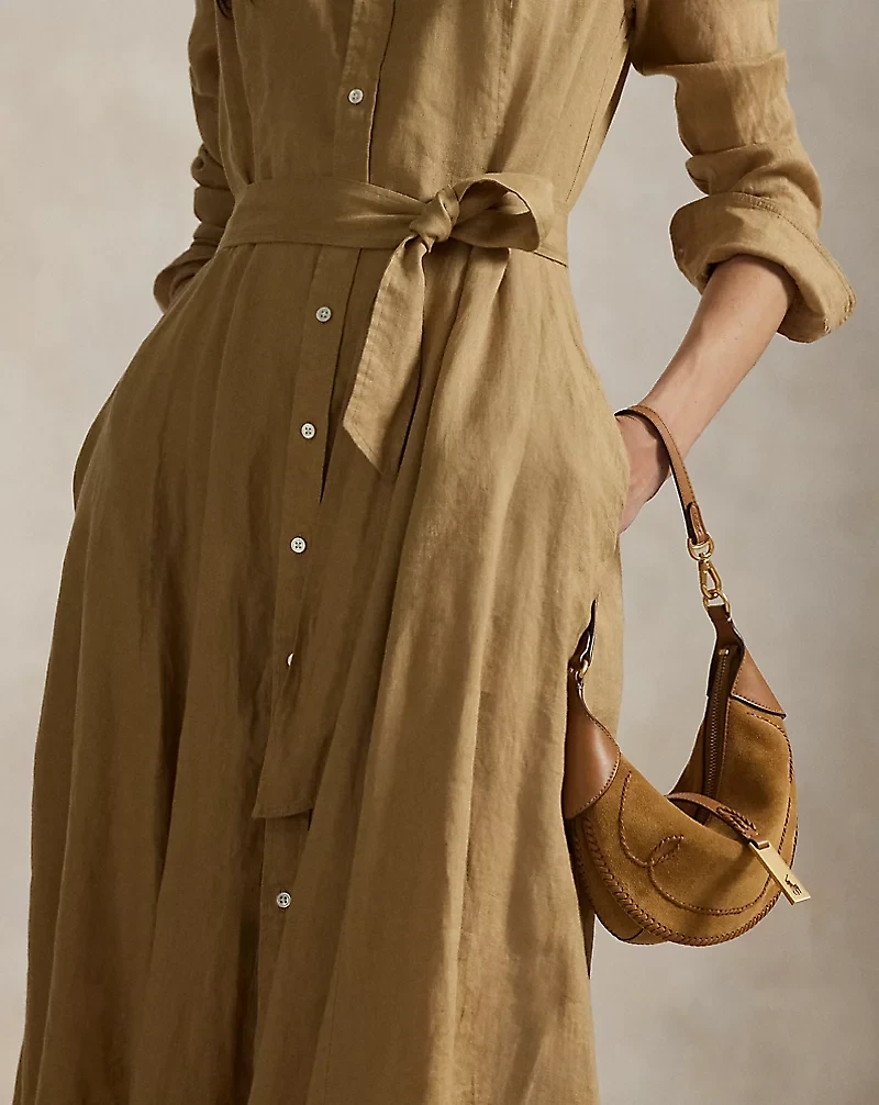 Belted Linen A-Line Shirtdress