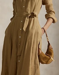 Belted Linen A-Line Shirtdress