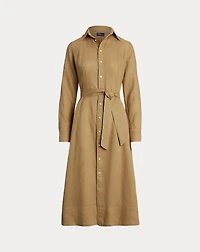 Belted Linen A-Line Shirtdress