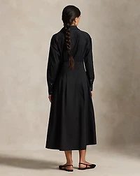 Pleated Cotton Shirtdress