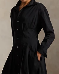 Pleated Cotton Shirtdress